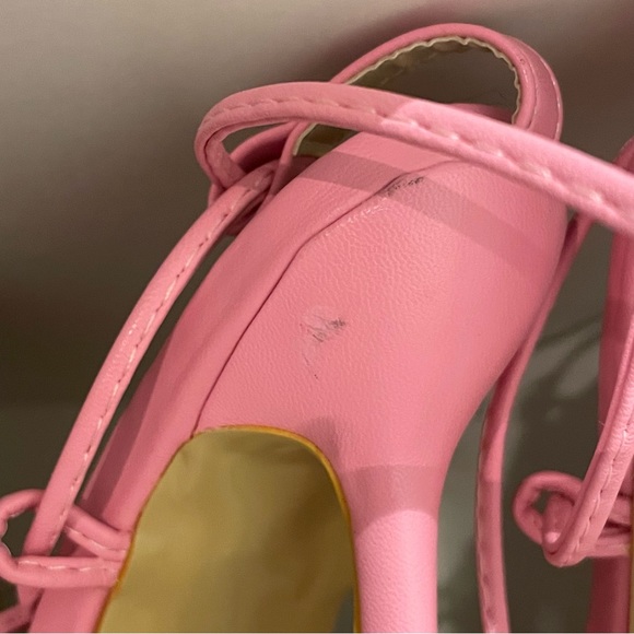 Pink lace up heeled sandals - Picture 5 of 5
